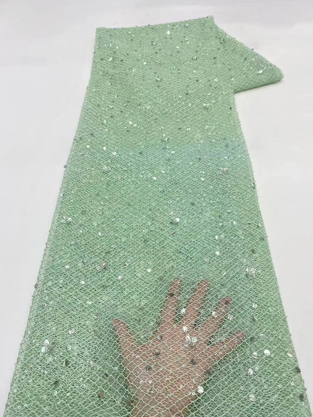 

Fashion Cord African Tulle Lace Fabric Sequins 2025 High Quality Soft tulle Beads Embroidery Nigerian Fabric For Dress Party