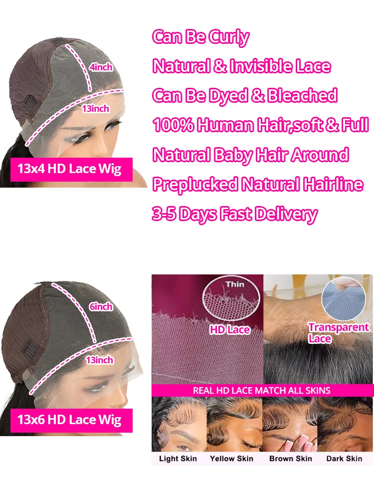 200% Straight Lace Front Wig Human Hair 13x4 13x6 HD Transparent Lace Frontal Wigs Short Bob Hair Wigs For Women 100% Human Hair image 6