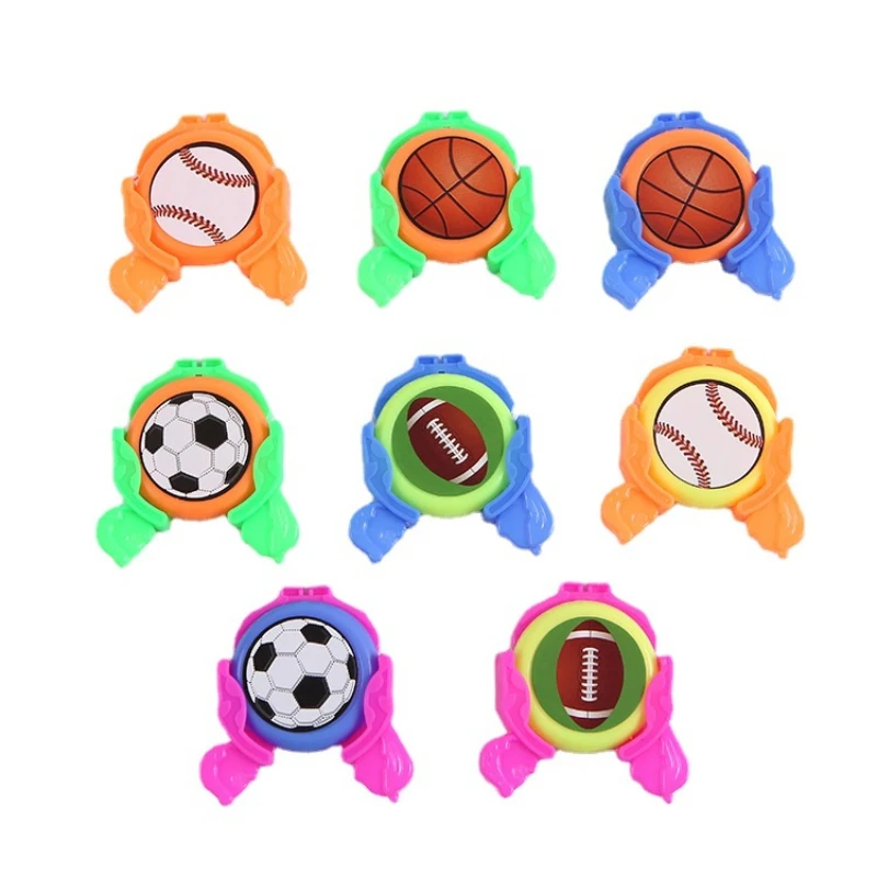 5pcs Creative Simple Mini Soccer Baskteball Series Launcher Ejection Rotation Toys Fashion Outdoor Play Flying Toy Balls