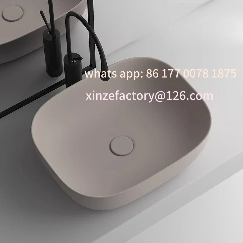 Customizable Modern Ceramic Bathroom Sinks for Kitchen Oval Deepened Matte Basin Light Luxury Khaki Easy To Clean Design