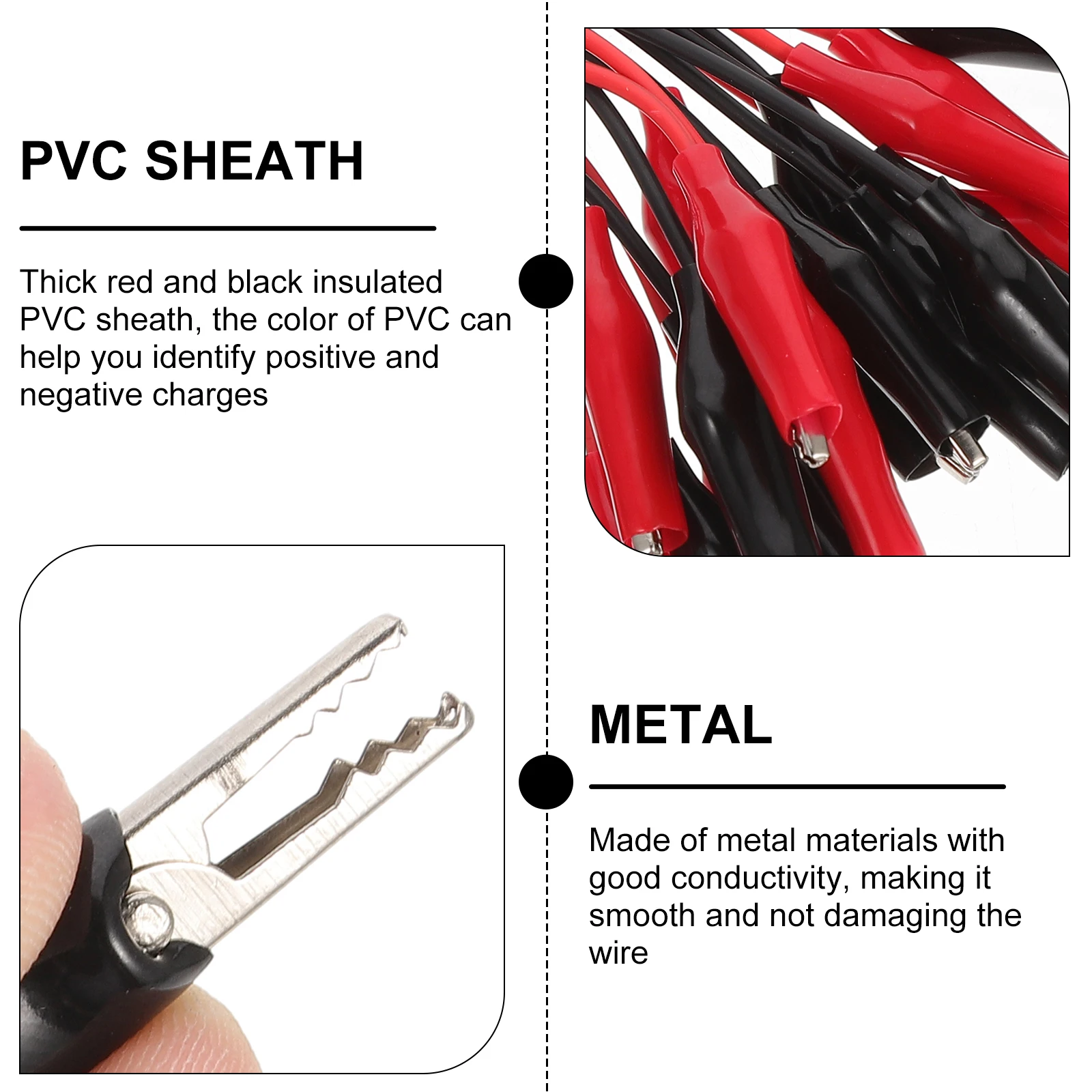 

30pcs Red Black Crocodile Clamp Wire Alligator Test Leads Connectors Cable Electrical Jumper Wires Strong Conductivity
