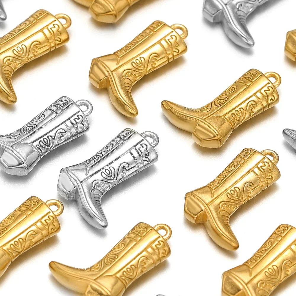 

5pcs/lot Stainless Steel Long Boot Charms Vintage West Cowboy Pendants Bulk for DIY Necklace Bracelet Jewelry Making Accessories