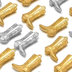 5pcs/lot Stainless Steel Long Boot Charms Vintage West Cowboy Pendants Bulk for DIY Necklace Bracelet Jewelry Making Accessories