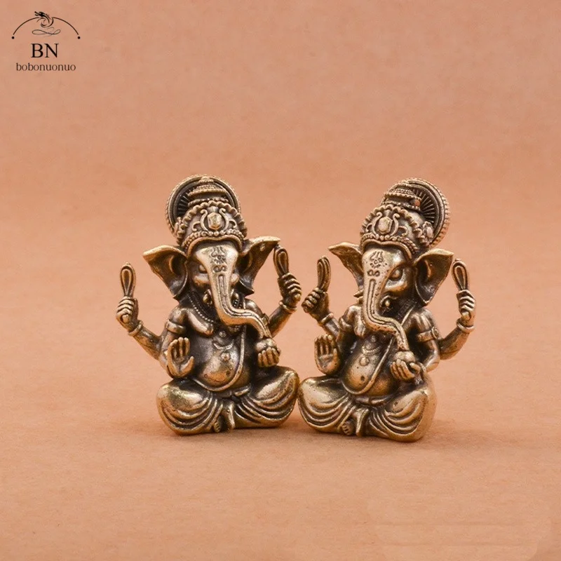 الرجعية النحاس الرب غانيشا تمثال بوذا الحلي الفيل الهندوسية الله النحت التماثيل ديكور غرفة مكتب المنزل تماثيل بوذا