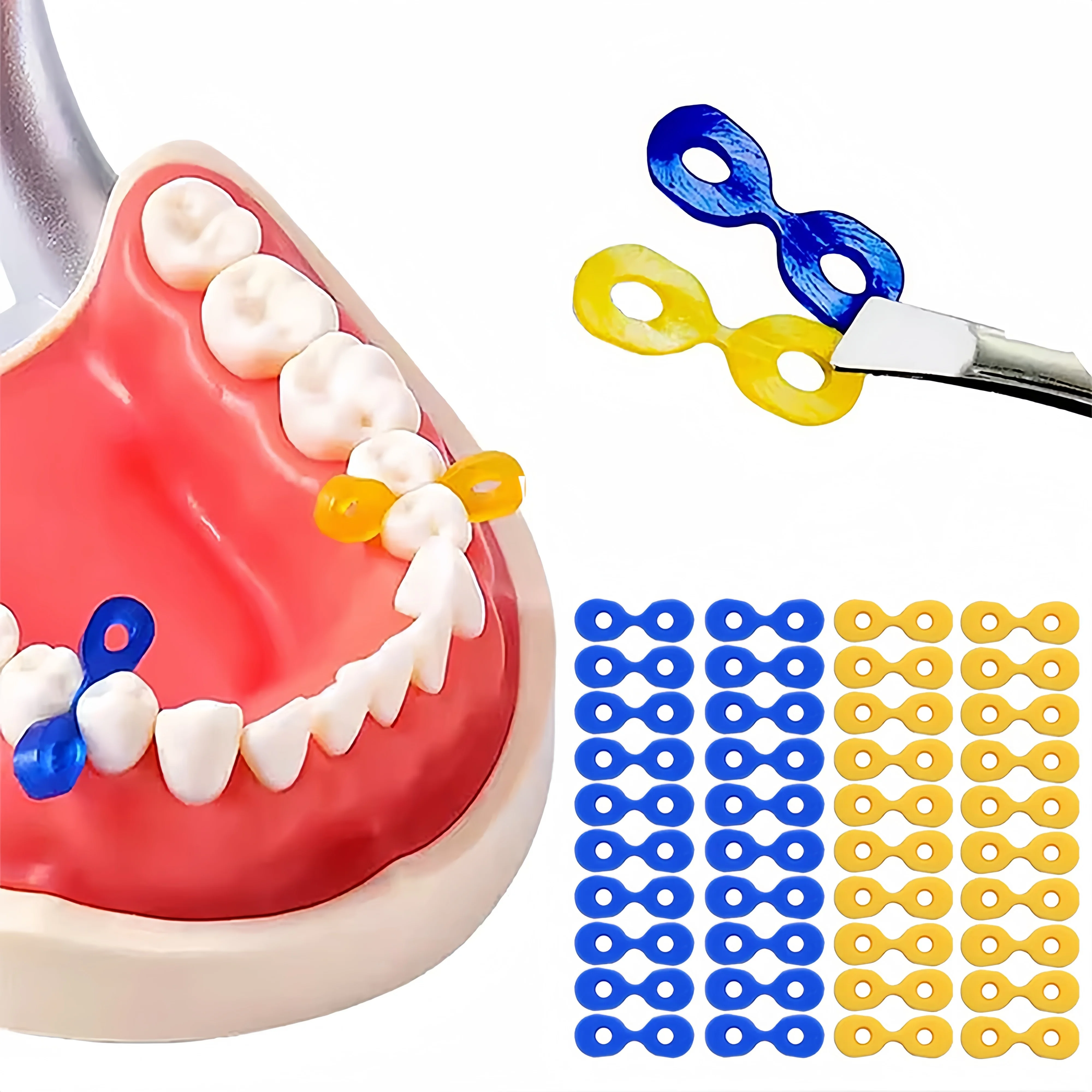 60 Pieces of Dental Wedges, Elastic Rubber Fixed Wedges, 2.0/2.5mm, Matrix Pads, Tooth Separators, Dental Auxiliary Tools