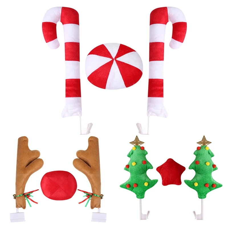 Cute Vehicle Nose Horn Costume Set And Christmas Supplies Rudolf Reindeer Christmas Car Decor