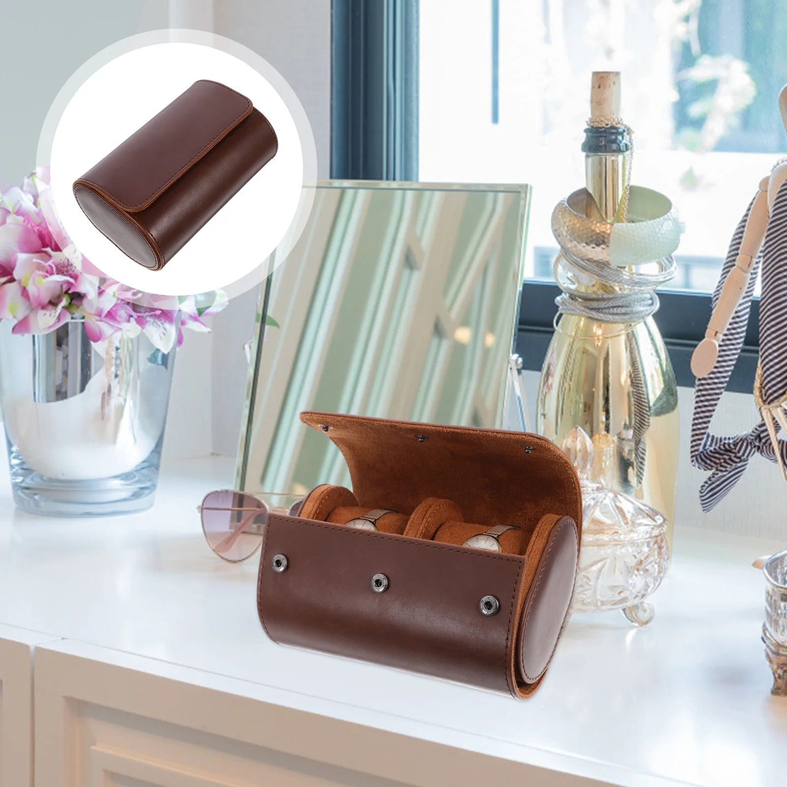 

2 Slots Travel Case Portable Box Organizer Dustproof Scratch-Resistant Storage Holder For Women Watch Travel Case Lightweight