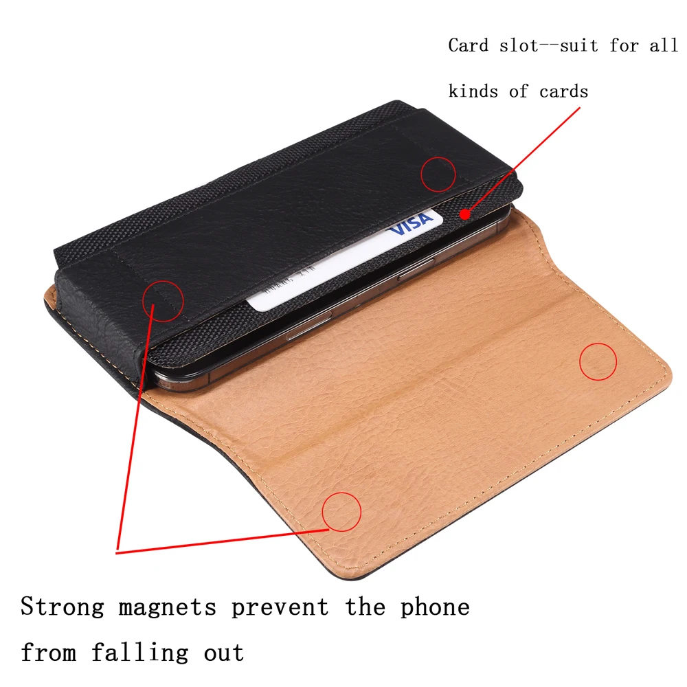 Universal Leather Men Waist Bag For iPhone 15 14 13 12 Pro Max Samsung Galaxy S23 S22 Huawei Xiaomi Mobile Phone Belt Clip Cases