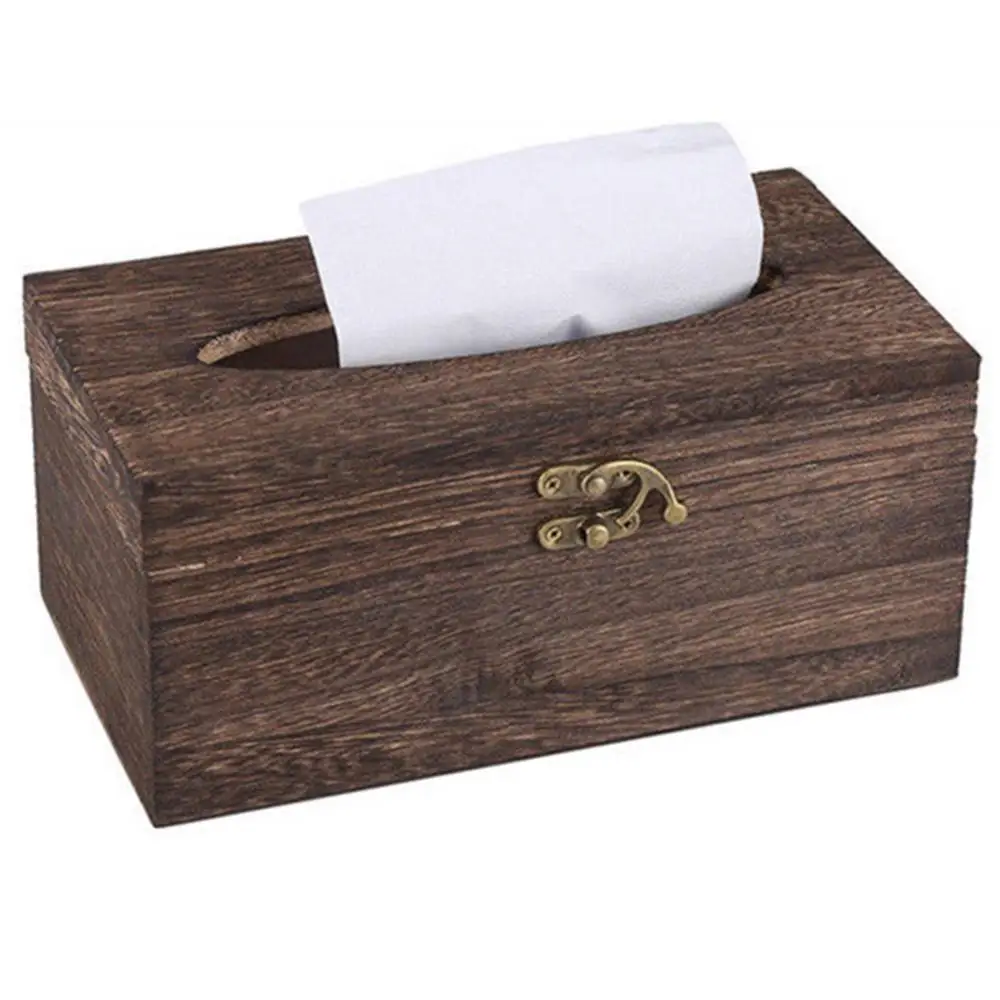 Wooden Tissue Box Paper Napkin Holder Dispenser Case Bathroom Facial Tissue Box Office Desk Decor Napkin Organizer Storage Boxs