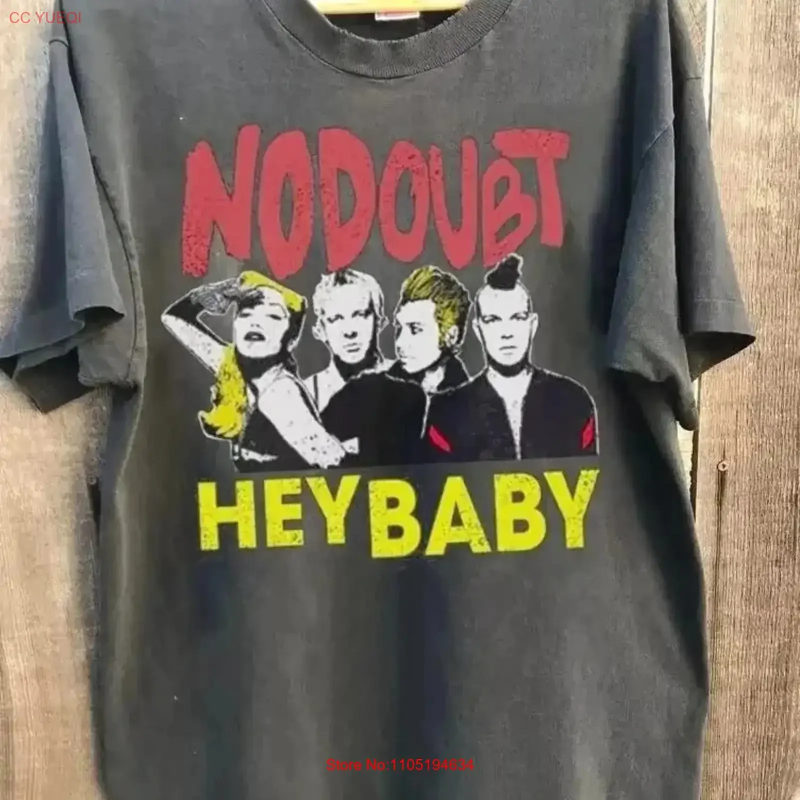 

No DoubT T Shirt Band Charcoal S 5XL For Fans vintage Washed Top Everyday Wear Stretched Breathable streetwear vintage Washed