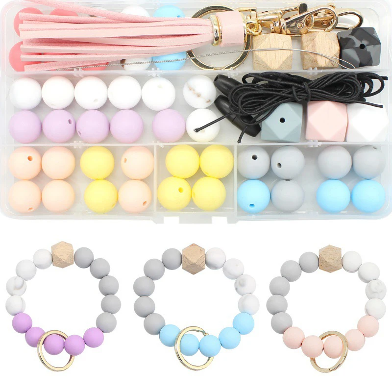 Silicone Printed Beads Round Loose Mix Print Beads For Jewelry Making DIY KeyChain Pen Bracelet Necklace Accessories