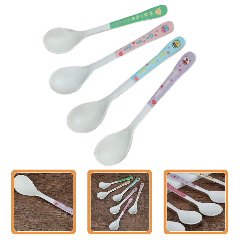 

4Pcs Baby Feeding Spoons Soft Silicone Head Easy Grip Training Utensils Baby Self Eating Toddler Food Spoon Kids Feeding Cutlery