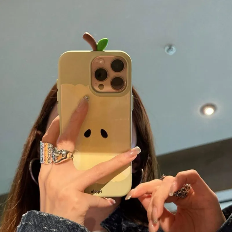 Dreidimensionale rote Apple-Kern-Handyhülle im koreanischen Stil für Apple, geeignet für iPhone 16, 15, 14, 13, 12, 11, Pro Max, Anti-Drop – Detail 6