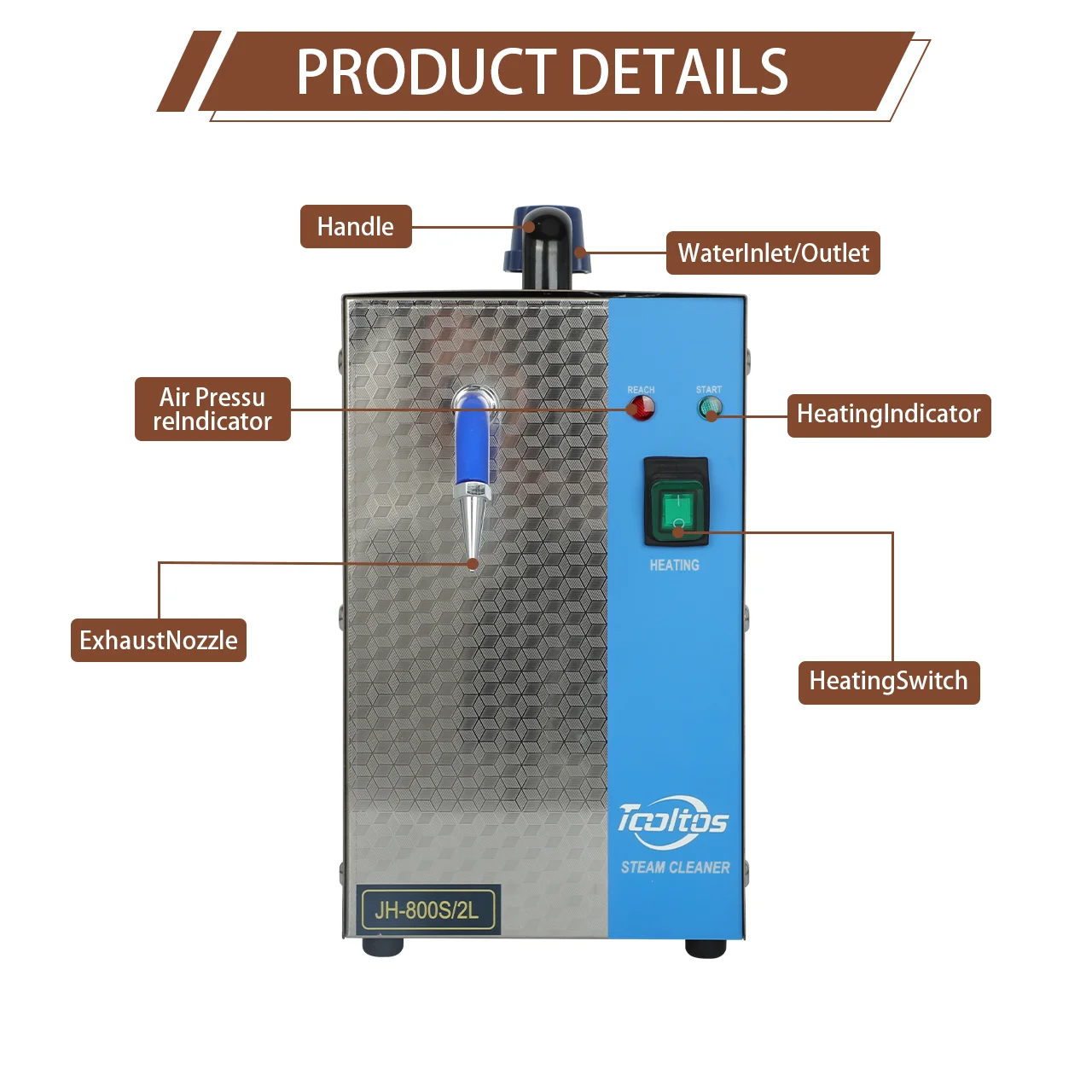 2L Jewelry Steam Cleaner 1300W 4Bar Stainless Steel Steam Cleaning Machine for Gold Silver Rings Gemstones Jewelry Making Tools