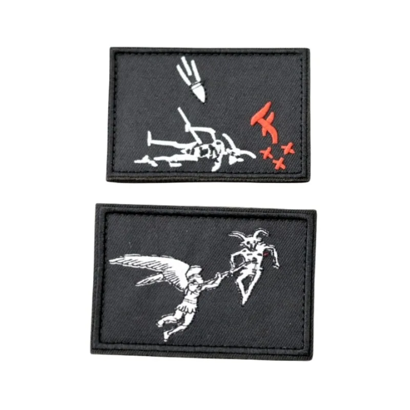 Edward Pirate Beard Embroidery Patches Trident Red Heart Hook&Loop Patch Tactical Armband Morale Badges on Backpack Hats Sticker