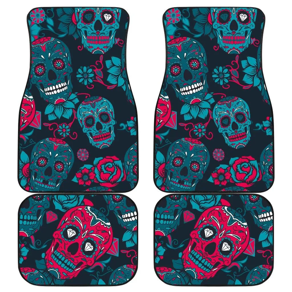 Sugar Skull Car Floor Mats Amazing Gift Ideas T300720 Universal Fit Auto Floor Mat Set of 4, Fit Most Vehicle