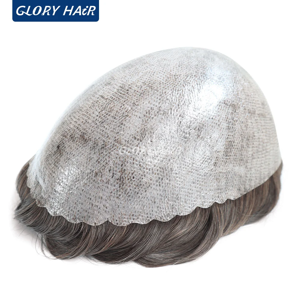 Gloryhair I Skin protesi capillare da uomo 0.12-0.14mm parti uniche uomini umani indiani parrucca per capelli Topuee parrucca di spedizione gratuita