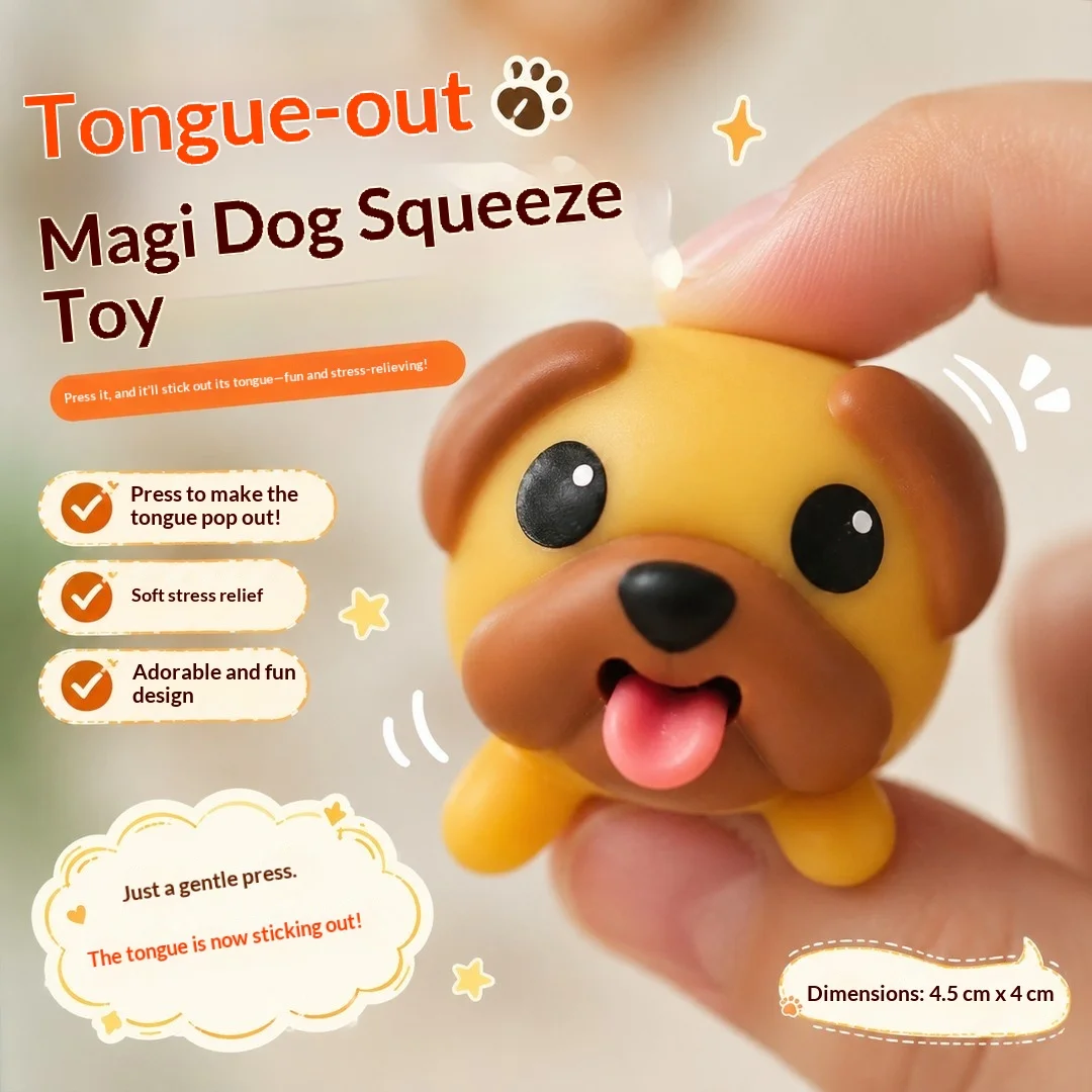 Cute Tongue Out Dog Squishy Toy Creative Squeeze Stress Relief Toy Funny Prank Fidget Sensory Toy For Adults Desktop Decor