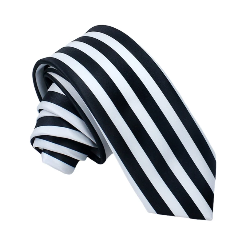 

Unisex Funny Neckties Japanese Black White Vertical Striped Pattern Anime Cosplay Costume Uniform Neckwear Accessories