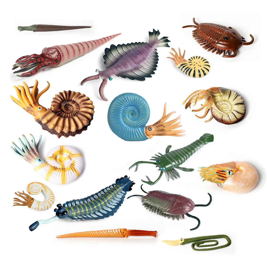 Plastic Cambrian Sea Creature Figurines Baculite Opabinia Nautilus Trilobita Eurypterida Model Miniature Prehistoric Figures Toy