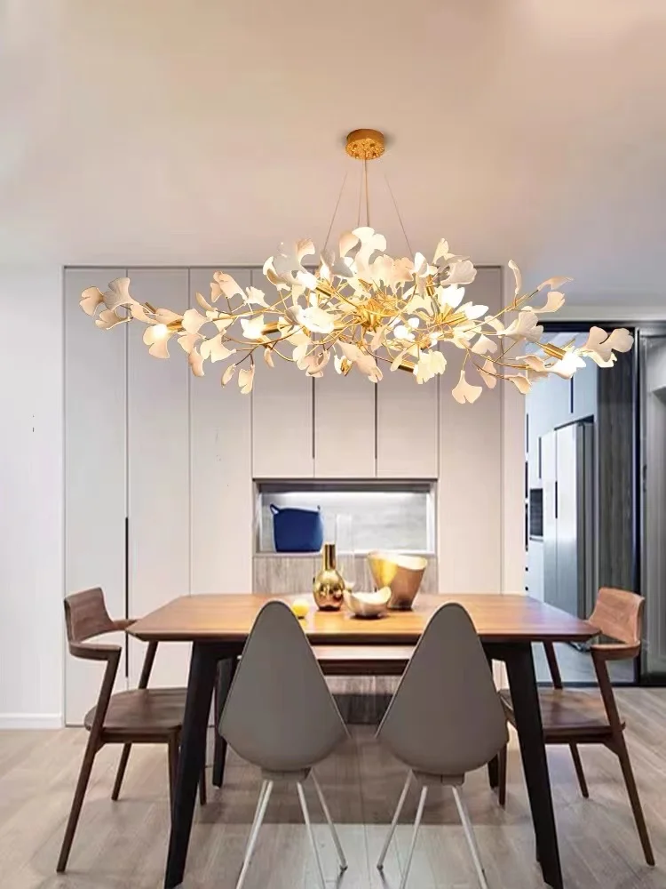 modern white ginkgo leaf led chandelier iluminacao interior iluminacao para jantar bar cozinha sala de estar escadaria loft 01