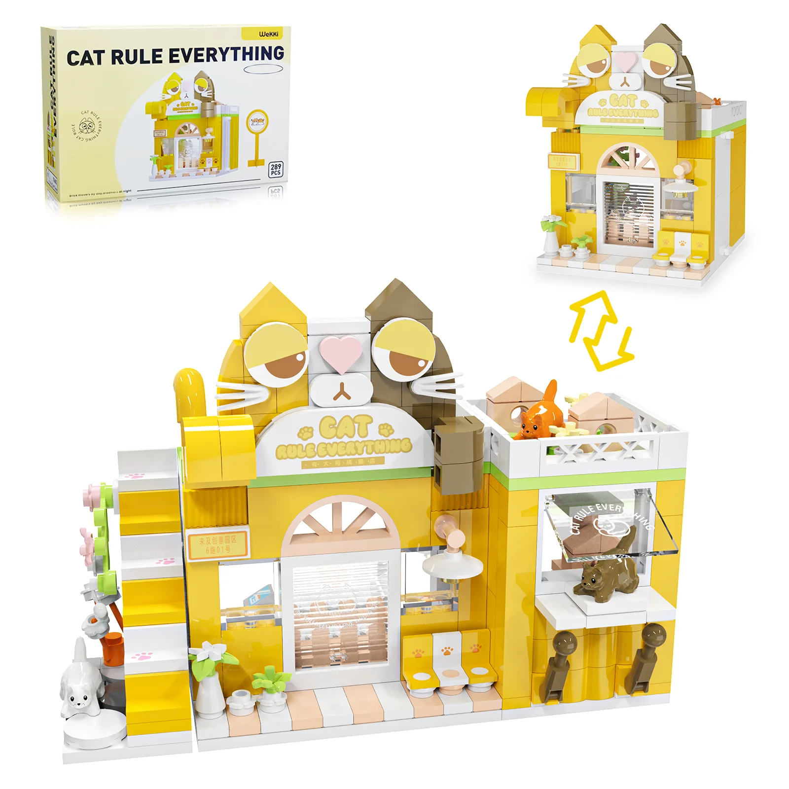 Cat Pet Shop Building Set, Adorable Cat Themed Pet Store with Climbing Frame, Collection Model Creative Toy Gifts (283PCS)