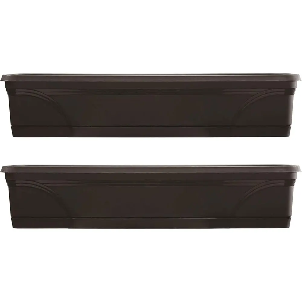 

36 Inch Round Indoor-Outdoor Hanging Windowsill Planter, 2-Pack, Black