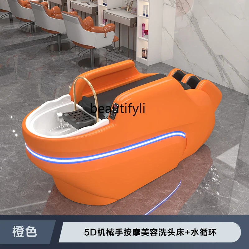 Electric Intelligent Massage Shampoo Bed Barber Shop Flat Lying Hairdressing Shop Automatic Head Therapy Bed Massage Couch