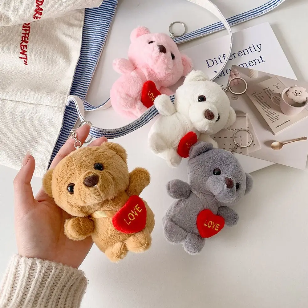 Amour coeur sac à dos ours jouets en peluche mignon dessin animé sac pendentifs décoratifs porte-clés suspendu Couple cartable charme en peluche jouet