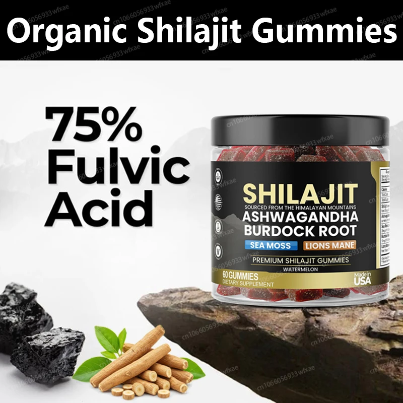 

Himalayan Shilajit Gummies Sea Moss Burdock Root Immuner Support Memory&Focus 60 Gummies