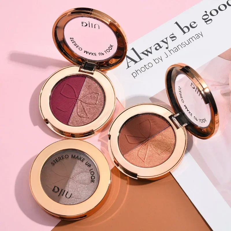 Neutral Earthy Dual Eyeshadow Palette Matte Shimmer Gold Glitter Shades Compact Travel-Friendly Design for Easy Application