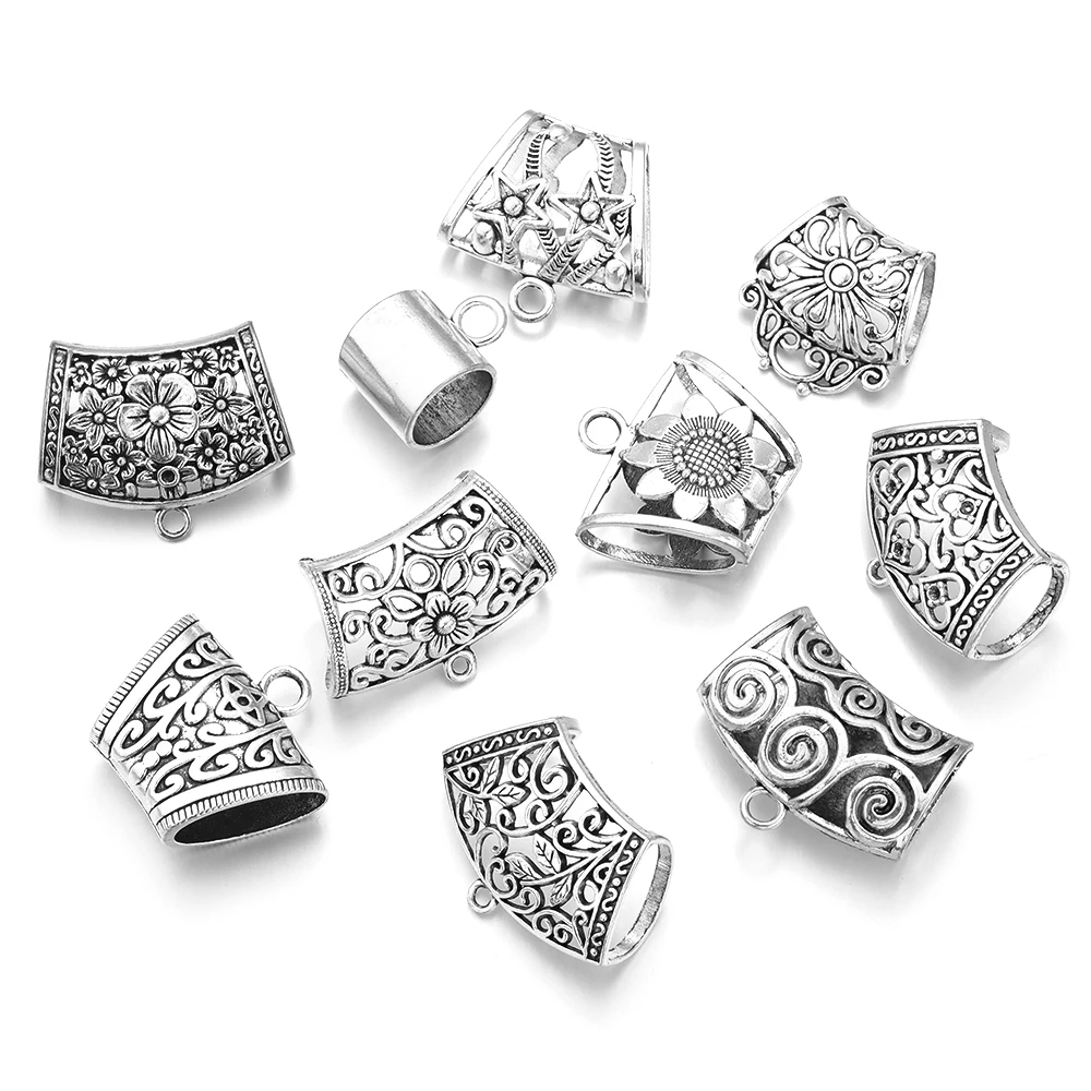 5pcs/lot Hollow Pendants Antique Silver Color Metal Pendants Charm For Jewelry Making DIY Charm Bracelets Clothing Accessories