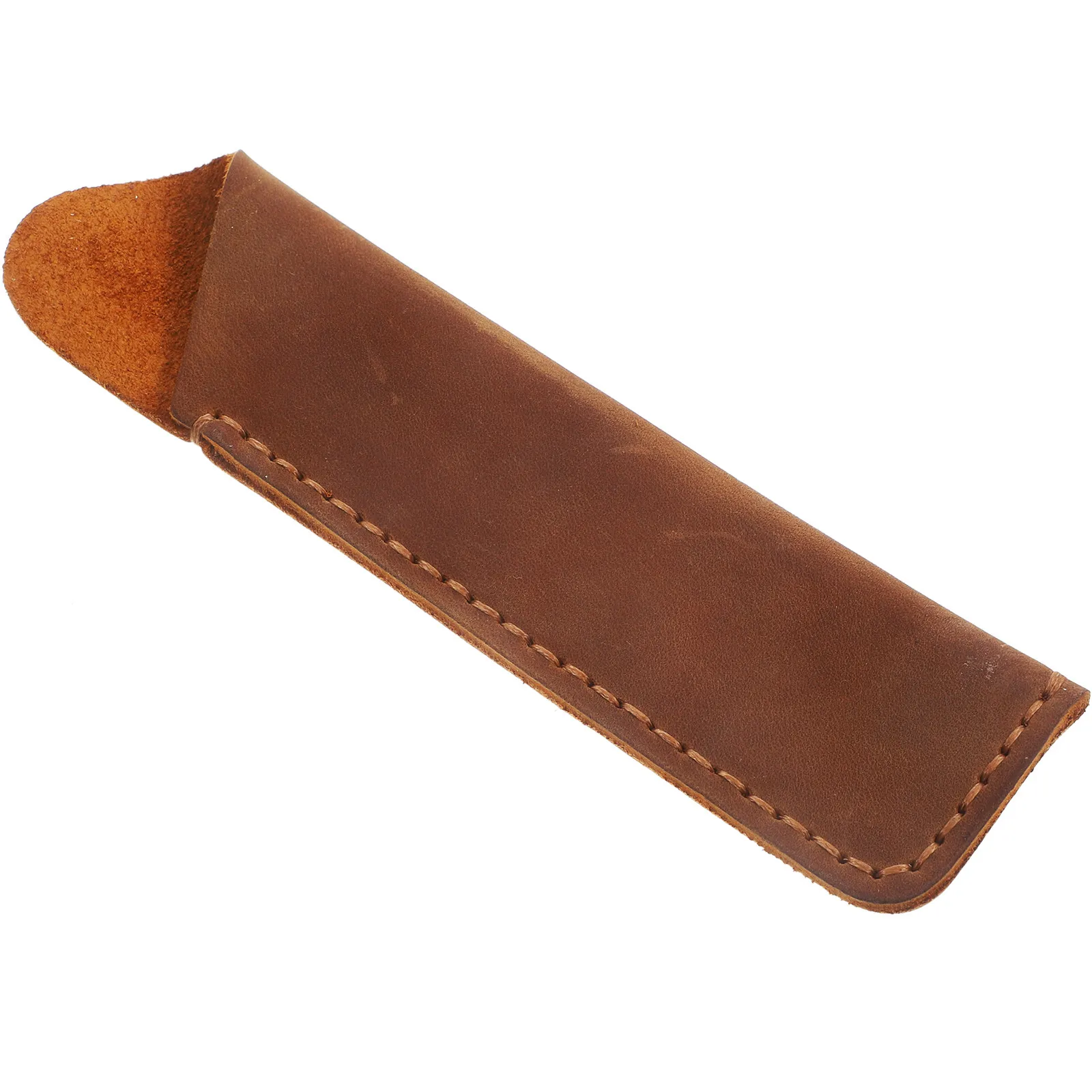 Brown Carved Pen Case Holder Handmade Cowhide Pen Pouch for Fountain Ballpoint Pens Office School Stationery Gift Set