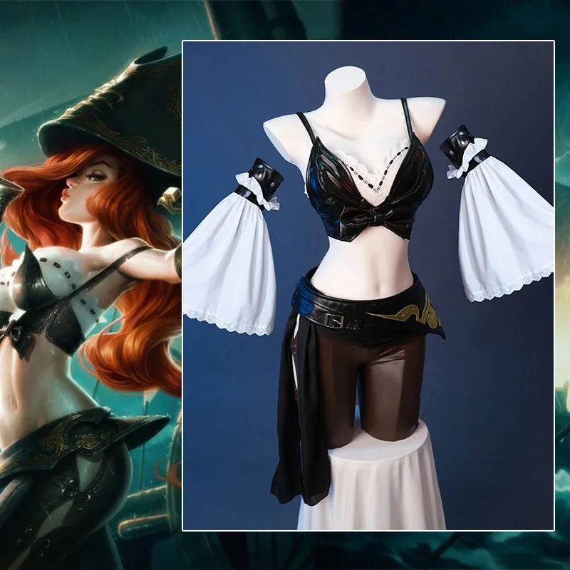 

Женский костюм на Хэллоуин, костюм Champion Skin LOL Miss Fortune, костюм для косплея, новинка 2025 года, игра LOL, охотник за головами, наряд Miss Fortune