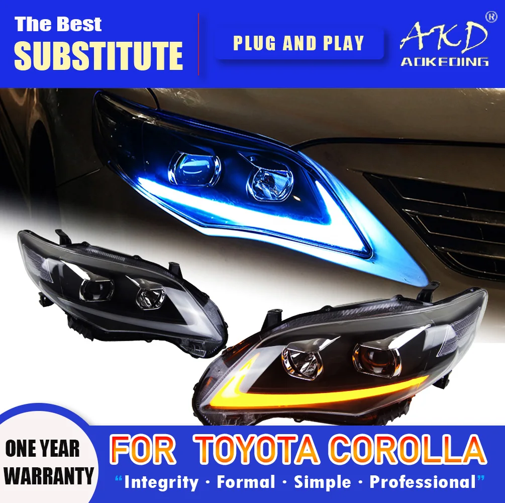 

AKD Head Lamp for Toyota Corolla LED Headlight 2011-2013 Headlights Corolla DRL Turn Signal High Beam Angel Eye Projector Lens