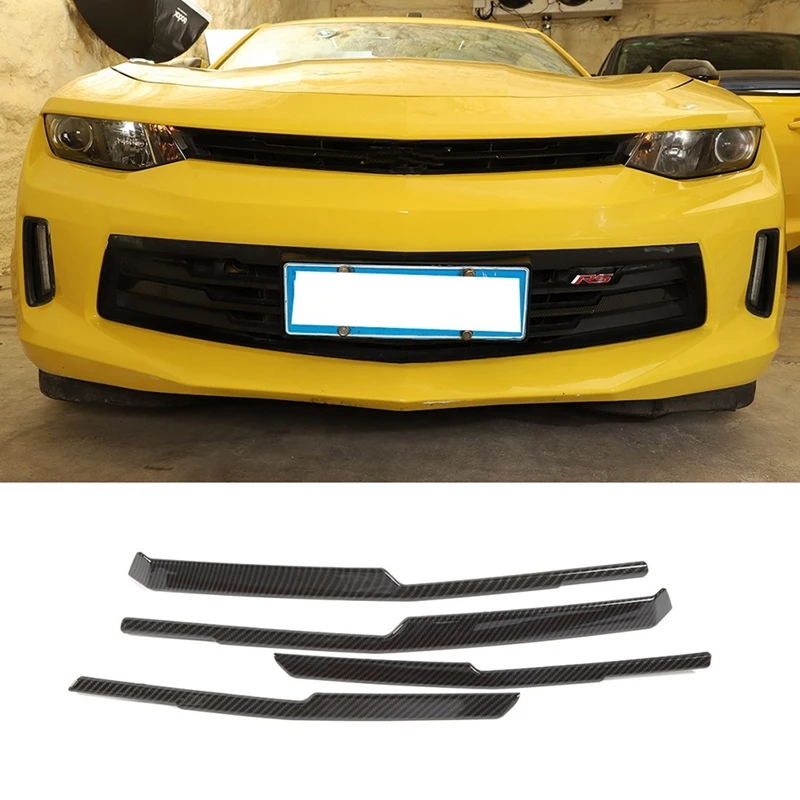 Car Front Grilles Trim Decoration Cover Frame Stickers For Chevrolet Camaro 2017-2022 Accessories ,ABS Carbon Fiber