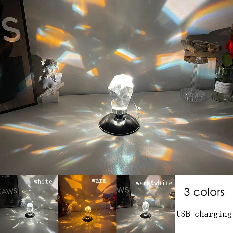 Light Shadow K9 Crystal Stone Lamp 16 color RGB Control Diamond Table Light Fashion Design Home Decoration Bedroom Living Room