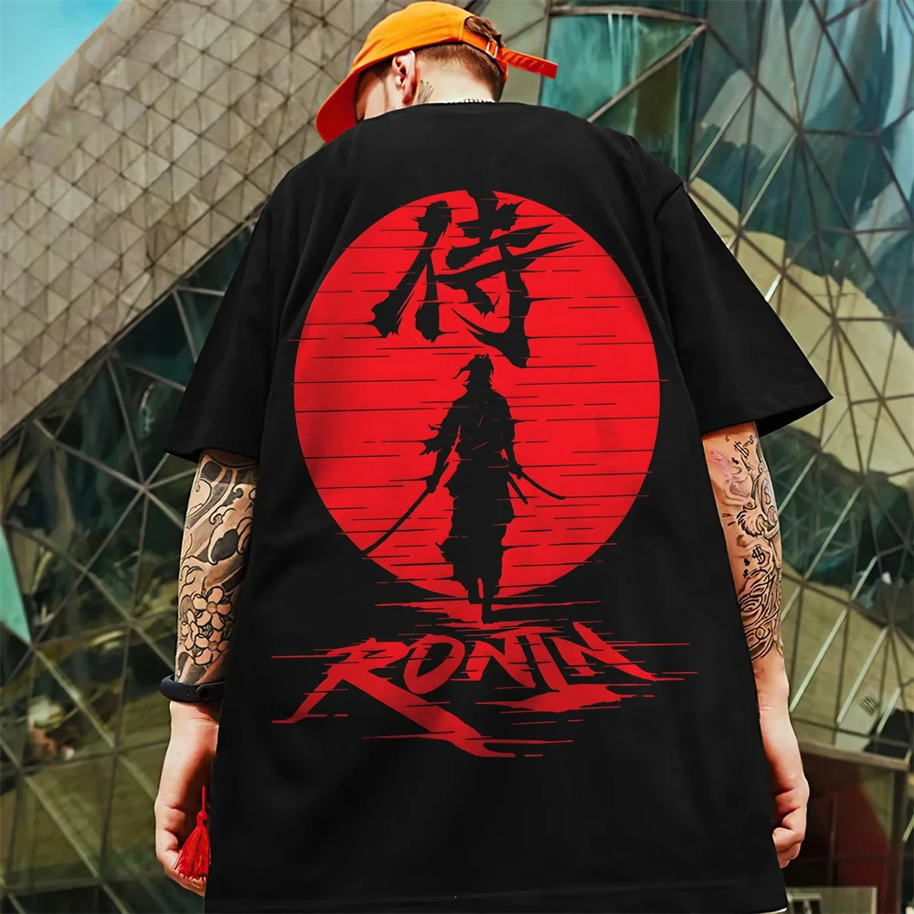 Summer Vintage Men\'s T Shirt 3d Japanese Samurai Sword Print Mens Clothing Street Harajuku Short Sleeve T Shirt Loose Oversized