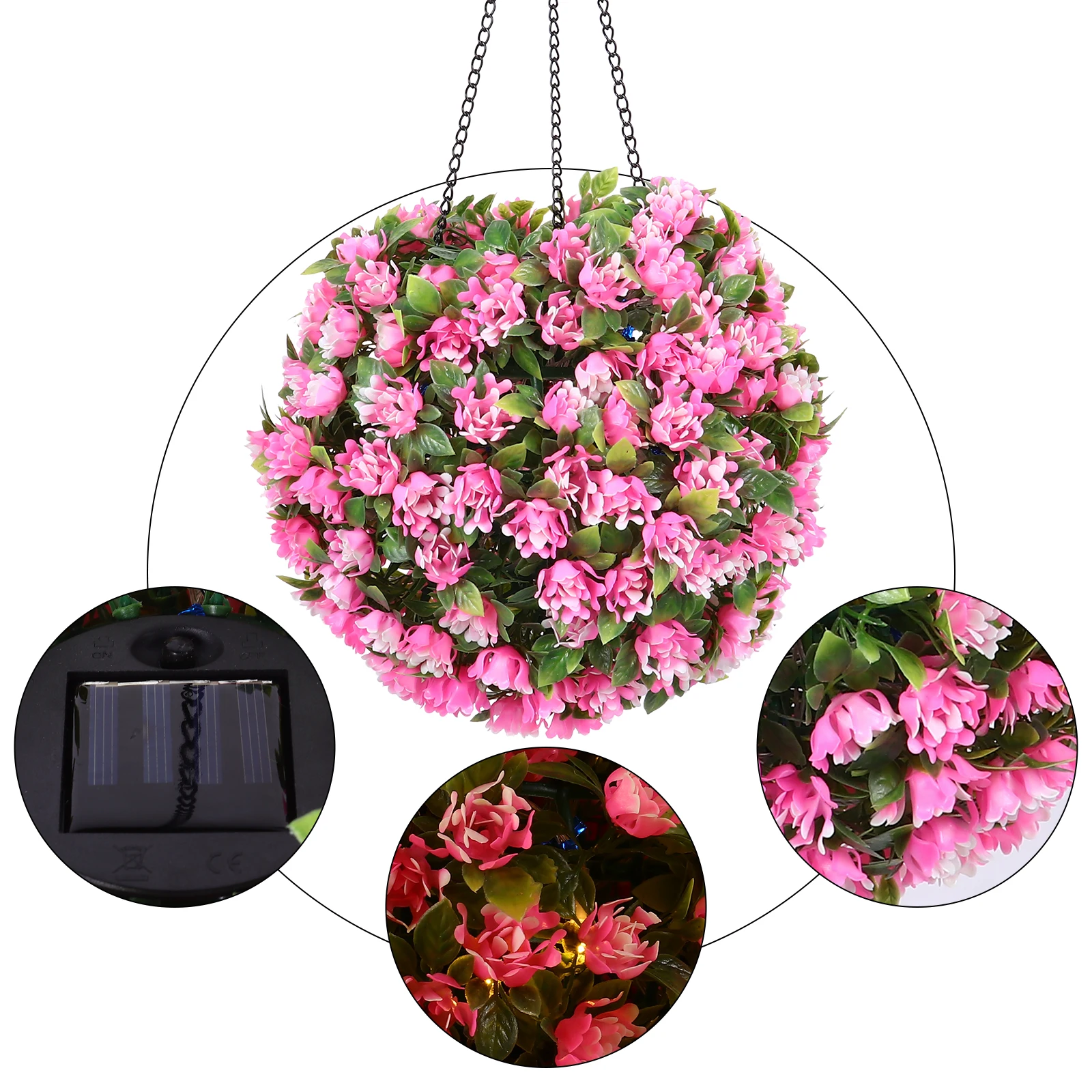 

Solar Flower Ball Lamp Outdoor Decorative Hanging Light Garden Terrace Villa Party LED Solar Lantern Energy Saving