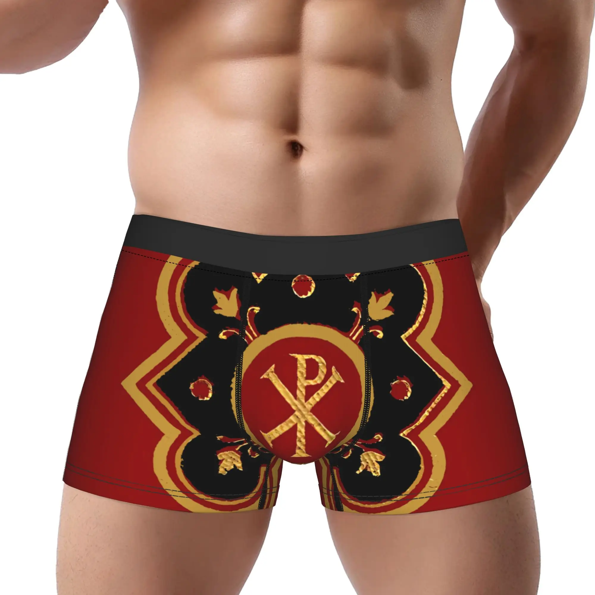 1piece Red Chi-Rho Underpants Breathbale Panties Male Underwear Comfortable Shorts