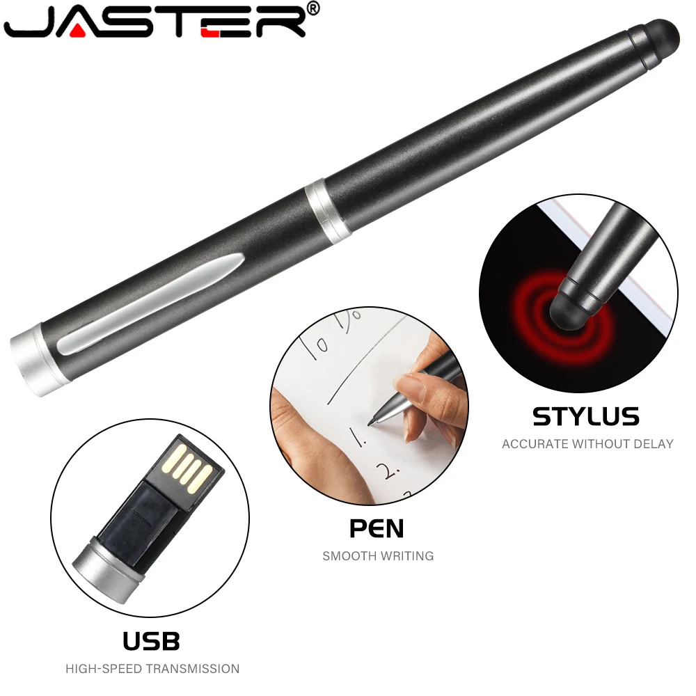 JASTER Multifunktionaler Kapazitiver Stylus USB-Stick Metall-Pendrive Unterschriftenstift Speicherstick 64GB 32GB 16GB 8GB 4GB Kreativ