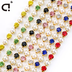 DUCRYSTAL SS6/SS12 Rhinestones Chain Crystal Glitter Sewing Rhinestones Chain for Dresses Decorations Trims Accessories