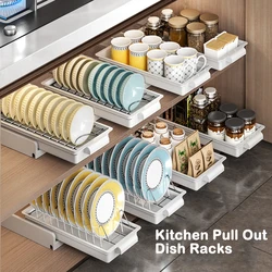 Kitchen Pull Out Dish Racks With Drainboard Drawer Storage Sliding Mesh Cabinet Basket for Accessorie Pull Out Cabinet Organizer