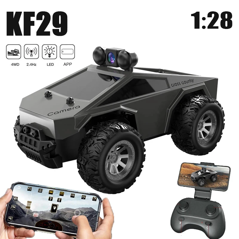 

KF29 1:28 RC Car With Camera 2.4G APP Control High-Speed Racing Car For Tesla Truck Drift Remote Control Car Electric Kids Toy