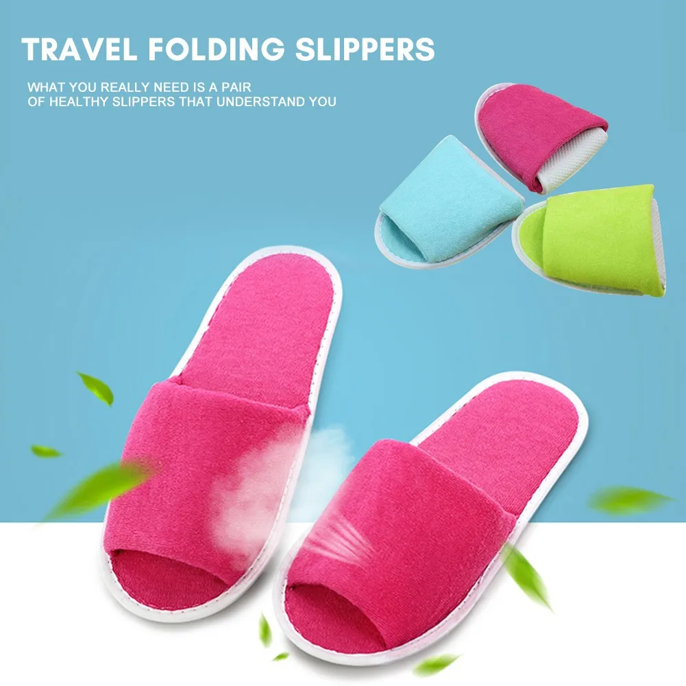 1pcs Travel Portable Slipper With Storage Bag Multiple Use Hotel Spa Folding House Home Guest Indoor Slippers Convenient