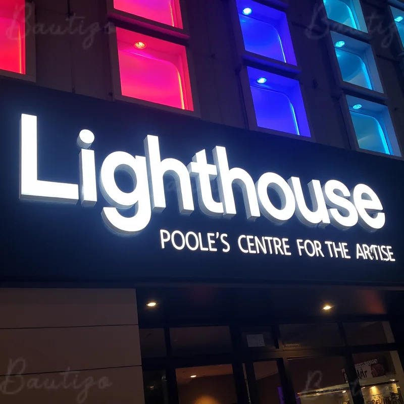 Custom 3D Metal LED Frontlit Letters Sign For Outdoor Business Storefront Waterproof Illuminated Light Up Advertising Signage