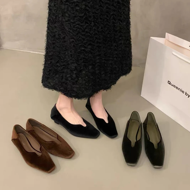 SUOJIALUN 2026 Autumn New Brand Women Pumps Shoes Fashion Shallow Slip On Boat Shoes Square Low Heel Ladies Elegant Pumps Shoes