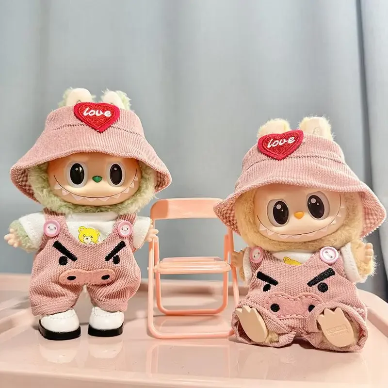 17cm Mini Plush Doll'S Clothes Outfit Accessories For Korea Kpop Exo Labubu I II Idol Dolls Pink Pig Jumpsuit set Clothing Gift