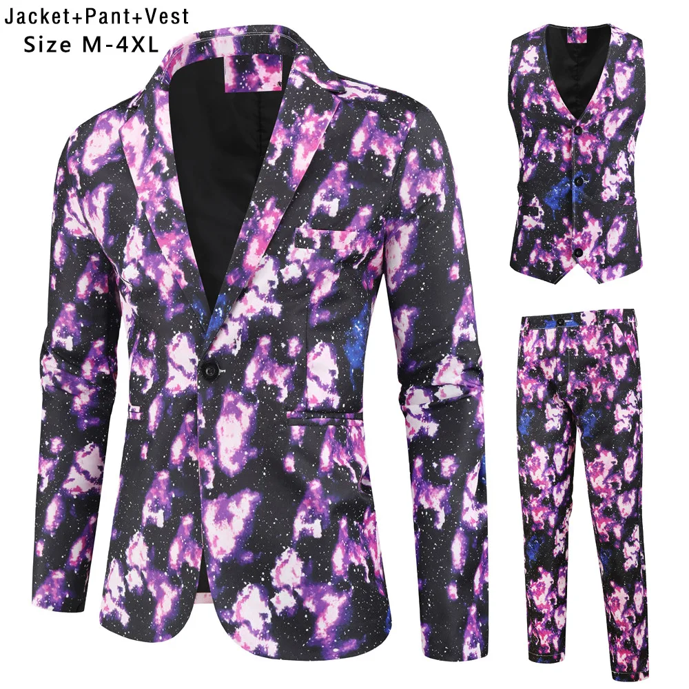 

Новая коллекция мужских костюмов из трех предметов для деловых и повседневных мероприятий. Модный мужской костюм с 3D-печатью для официальных мероприятий.