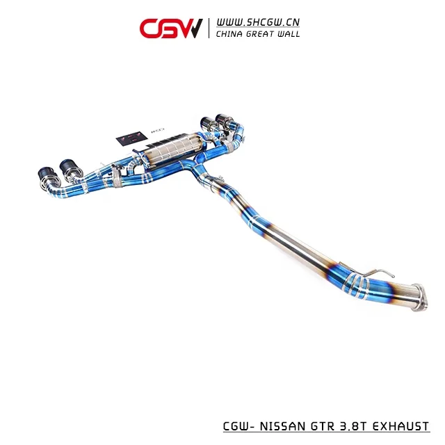 High Performance Sound Valve Titanium Carbon Fiber Tips Exhaust Muffler Pipes for  R35 3.8T 2008+ Catback